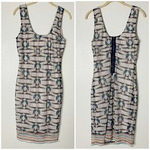 bar iii  ivory geometric print sheath dress Light Weight size large